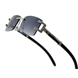 Men Sunglasses Square‎ Black Lens Fashion Diamond Bling Hip Hop Style Lentes New